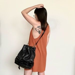 She + Lo Black Leather Bucket Bag